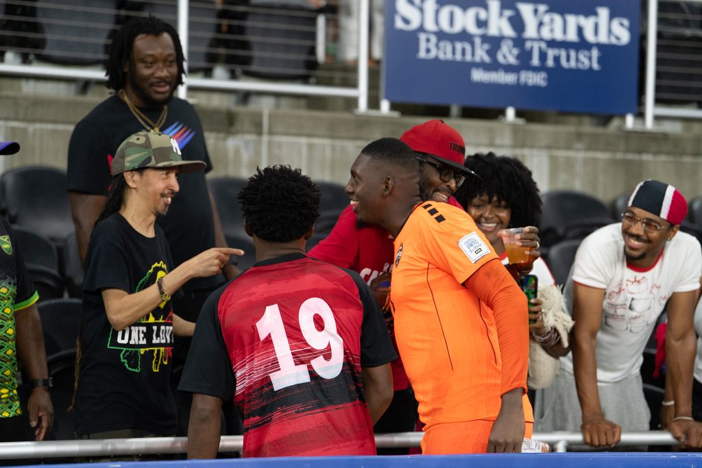 Trinidad and Tobago greeting their fans after the whistle