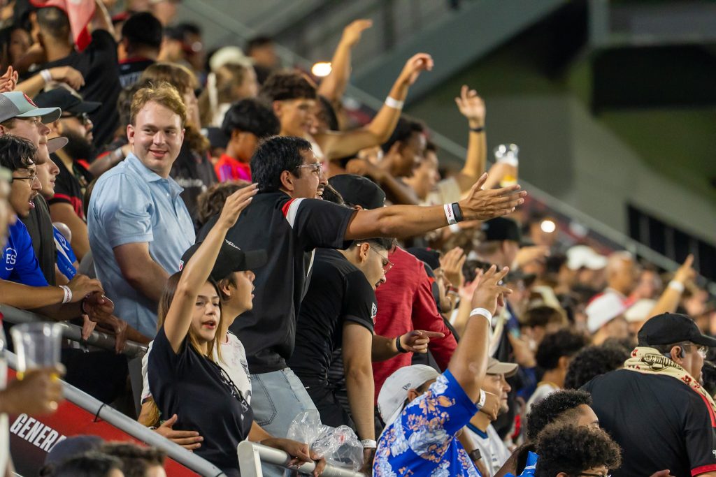 DC United fans cheer on in support of the teams equalizer against Nashville SC