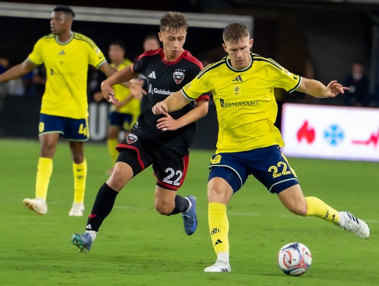 DC United defend against Nashville SC posession
