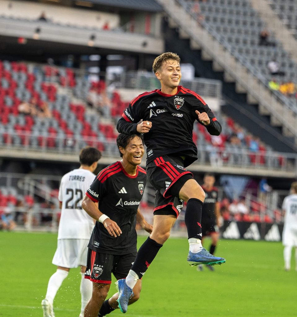 Goal celebration by DC United against Loudon United