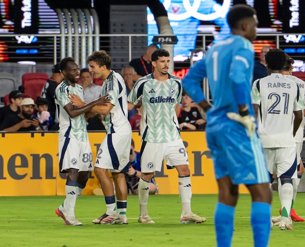 Player celebrates his goal against DC United